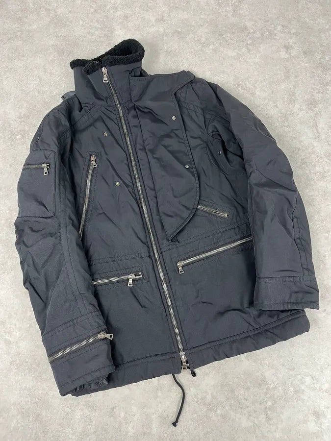 2000s Prada Black Nylon Multi-Zip Long Jacket snlltRC 3