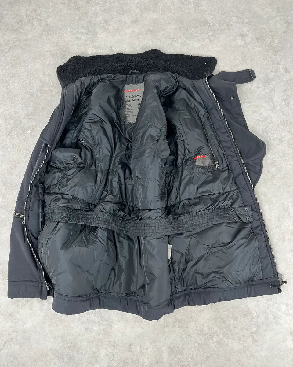 2000s Prada Black Nylon Multi-Zip Long Jacket snlltRC 6