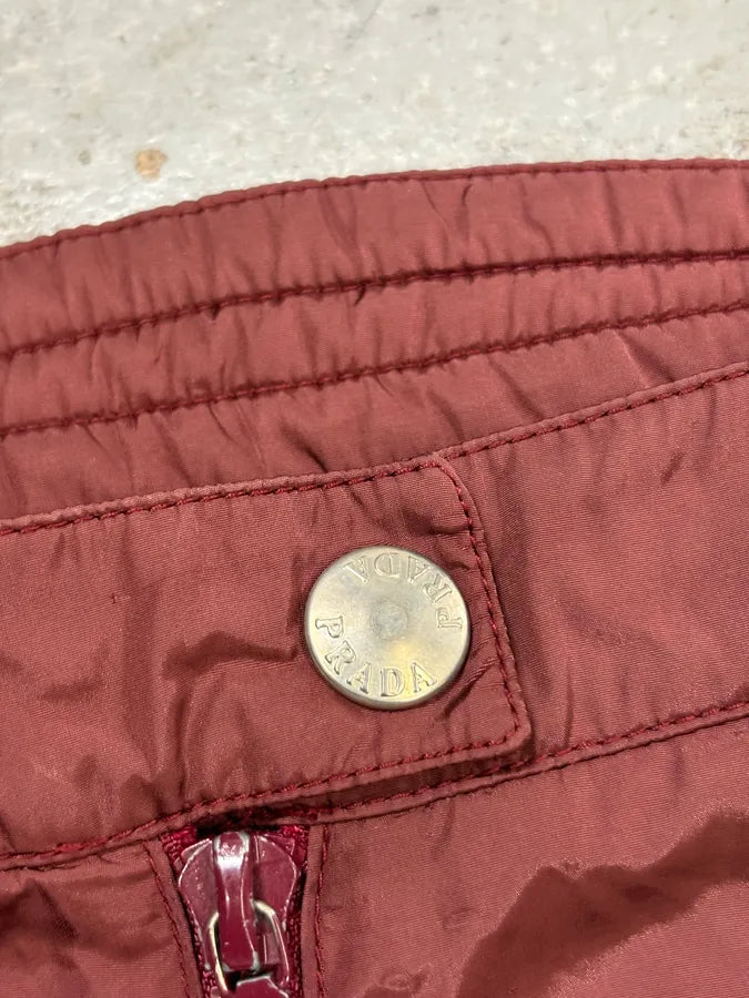 SS2000 Prada Bordeaux Padded Quilted Knee Patch Pants Nylon  LwdVKdX 7