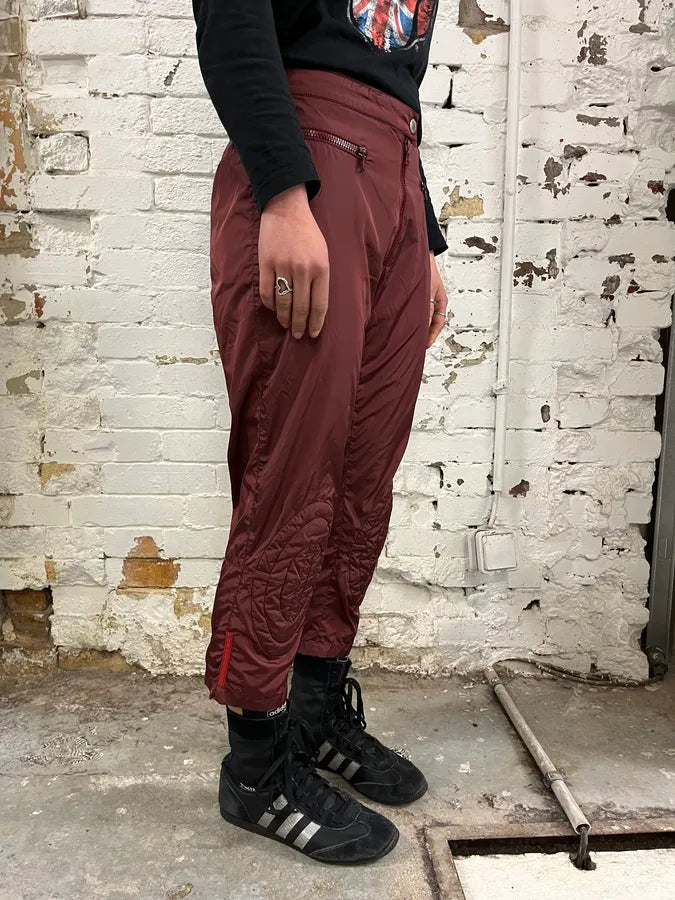 SS2000 Prada Bordeaux Padded Quilted Knee Patch Pants Nylon  LwdVKdX 2
