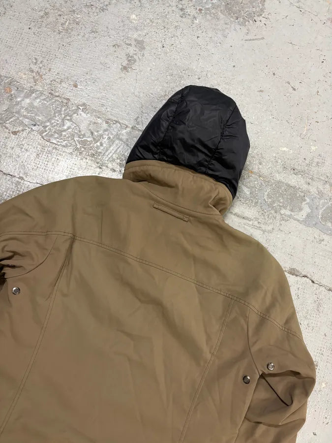 AW2009 Prada Linea Rossa Beige Nylon Ski Removable Hood Jacket emVdwJR 5