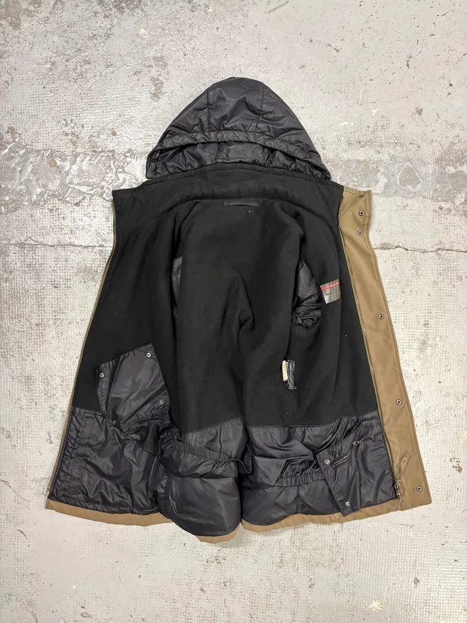 AW2009 Prada Linea Rossa Beige Nylon Ski Removable Hood Jacket emVdwJR 6