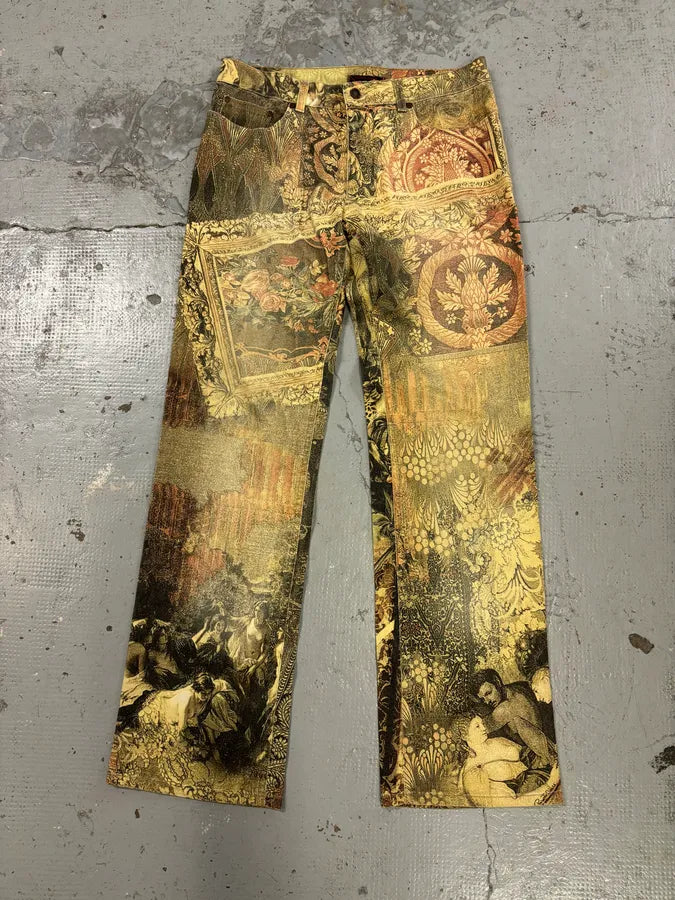 2000s Roberto Cavalli Beige Medieval Baroque Pants QFZUzNf 3