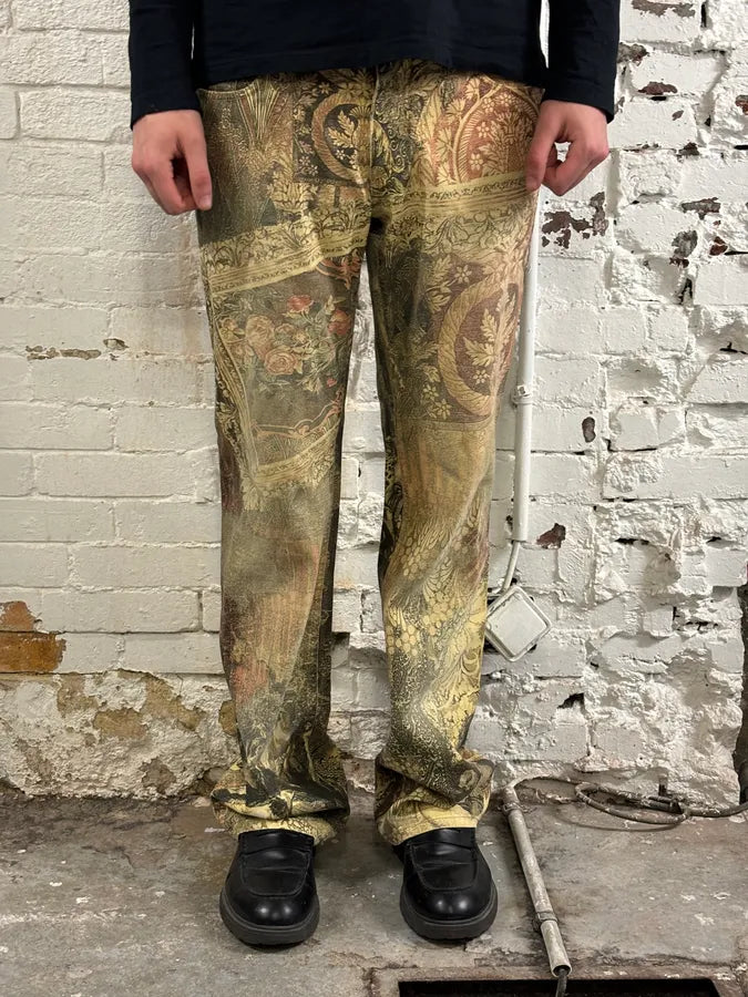 2000s Roberto Cavalli Beige Medieval Baroque Pants QFZUzNf 0