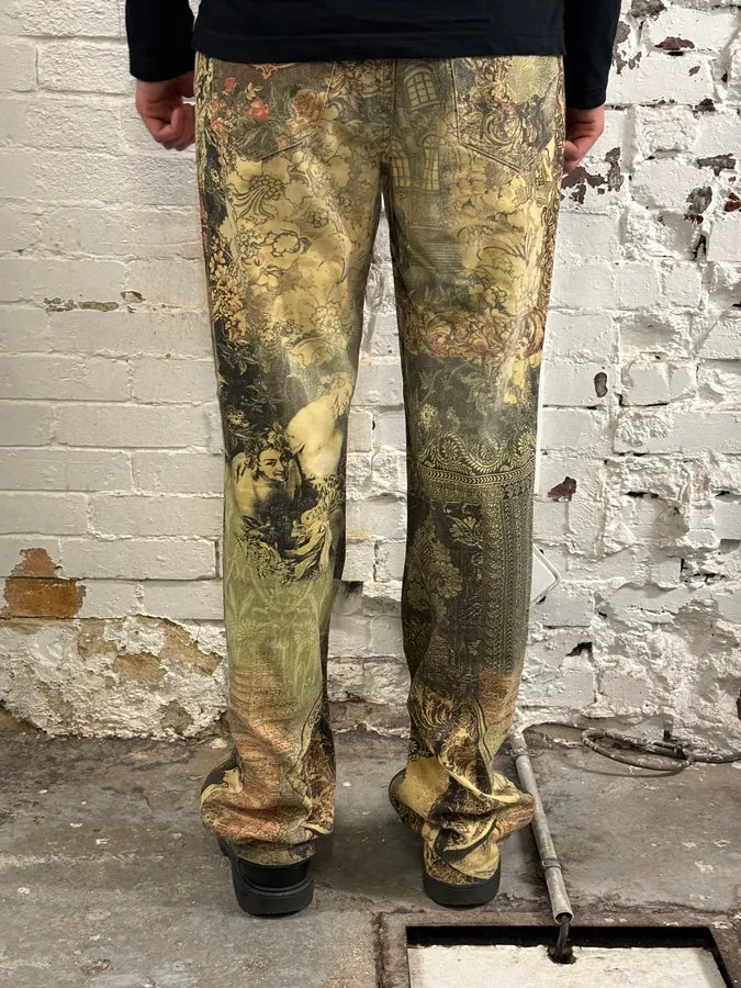 2000s Roberto Cavalli Beige Medieval Baroque Pants QFZUzNf 2