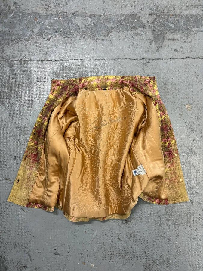 AW2002 Roberto Cavalli Gold Floral Jacquard Jacket HXPTvwO 6