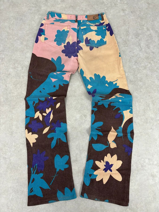 2000s Roberto Cavalli Multicolor Cotton Floral Print Pants uKTbpuE 5