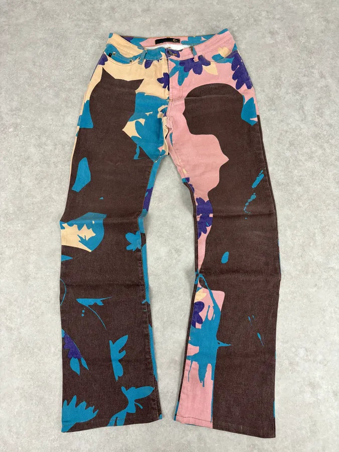 2000s Roberto Cavalli Multicolor Cotton Floral Print Pants uKTbpuE 0