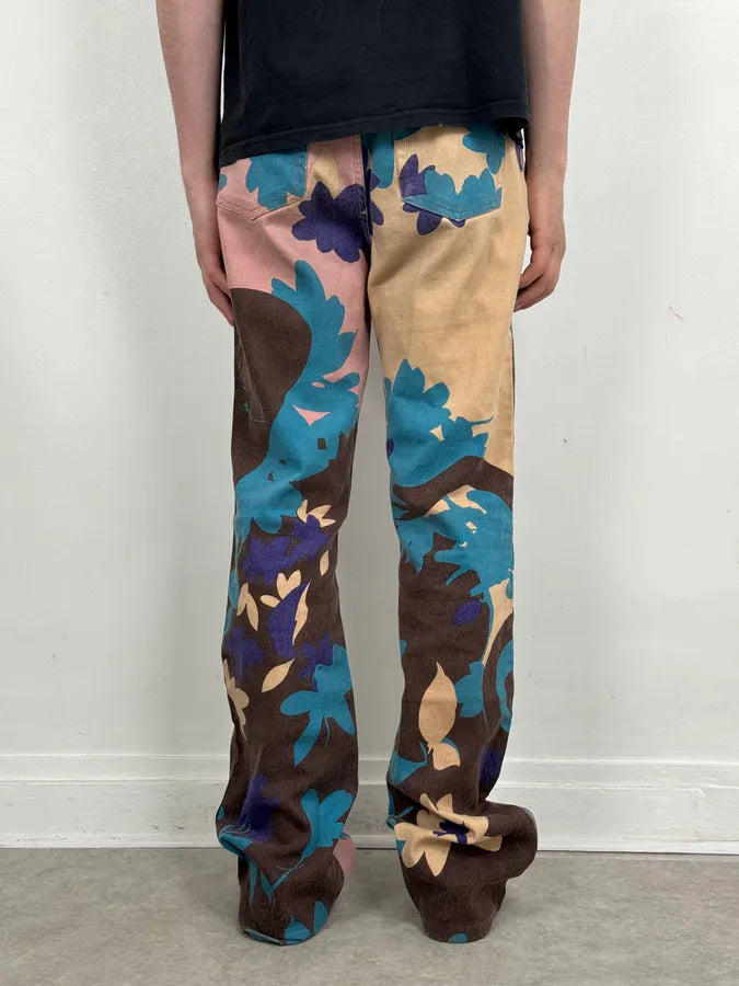 2000s Roberto Cavalli Multicolor Cotton Floral Print Pants uKTbpuE 3