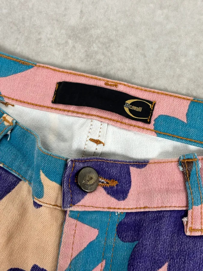 2000s Roberto Cavalli Multicolor Cotton Floral Print Pants uKTbpuE 8