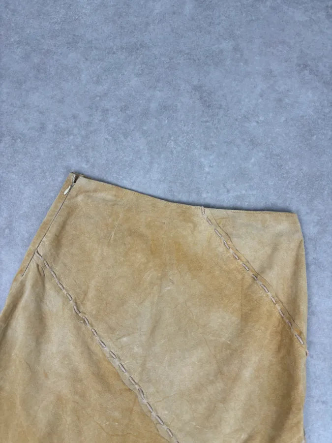 FW2001 Dolce & Gabbana Mustard Suede Lace-Up Midi Skirt JfdgheZ 6