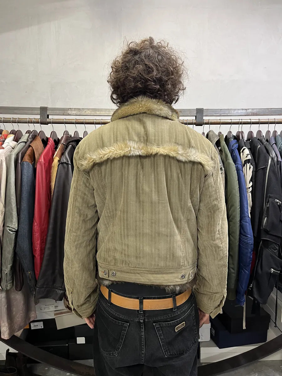 FW2001 Dolce & Gabbana Beige Fur Corduroy Jacket NqBKqbw 3
