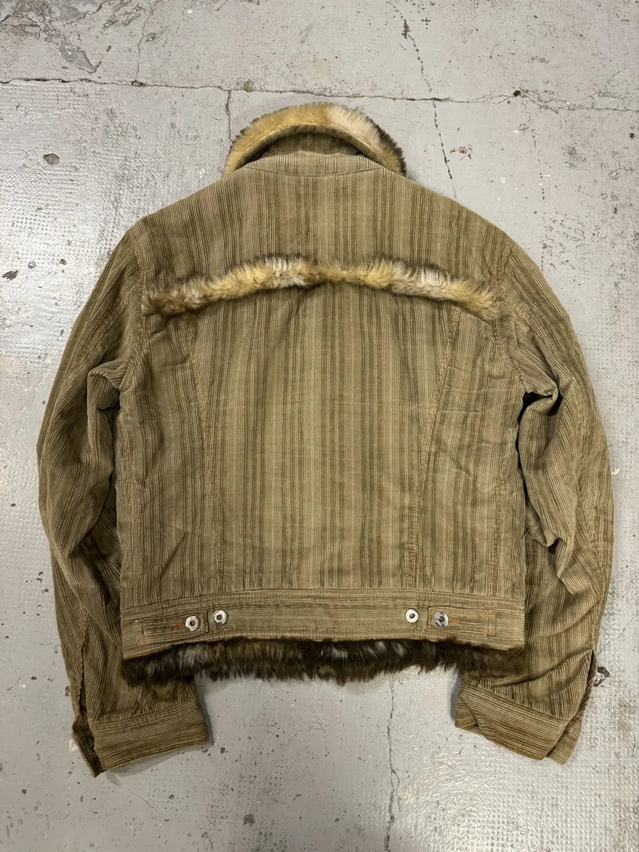 FW2001 Dolce & Gabbana Beige Fur Corduroy Jacket NqBKqbw 5