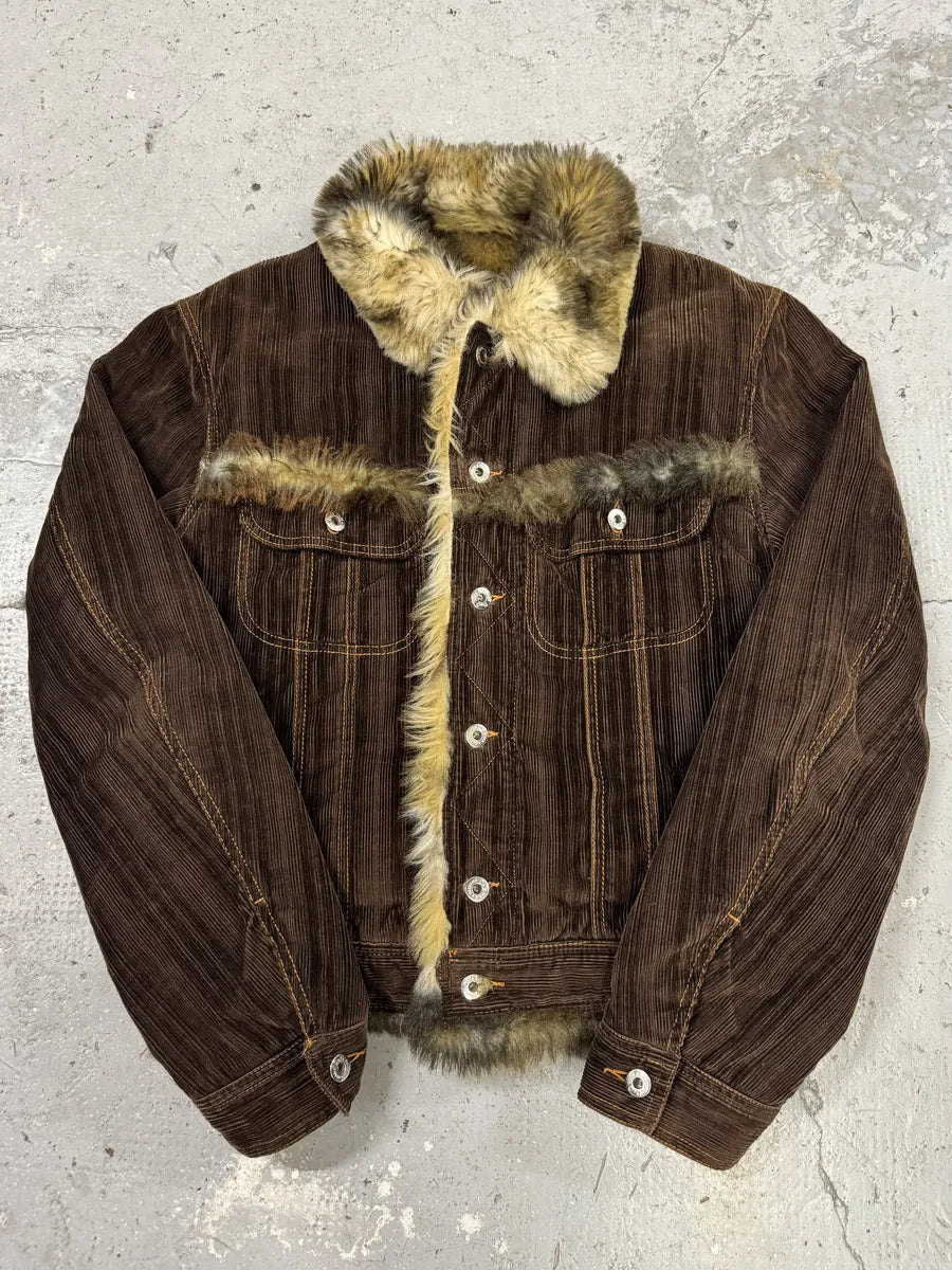 FW2001 Dolce & Gabbana Fur Brown Corduroy Jacket (M) OayQbdw 0