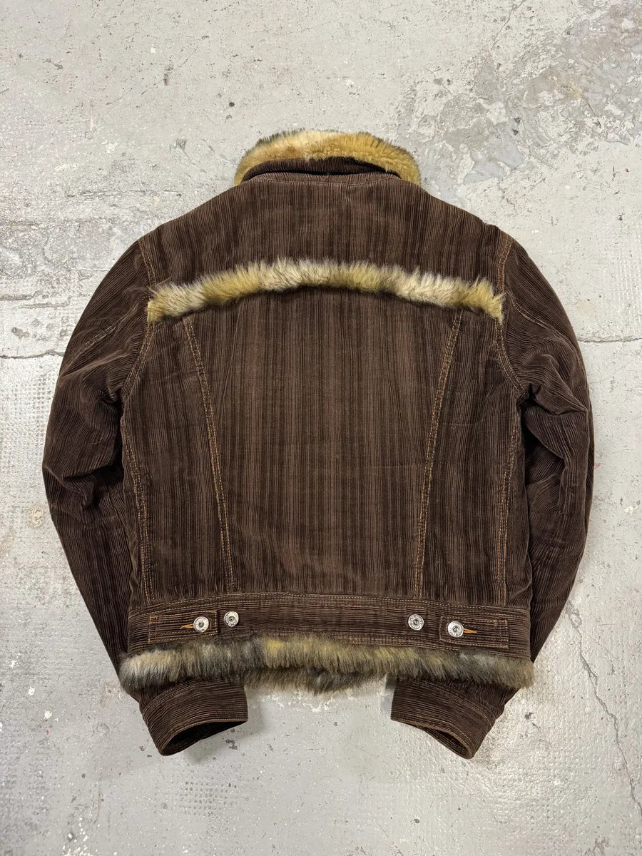 FW2001 Dolce & Gabbana Fur Brown Corduroy Jacket (M) OayQbdw 1
