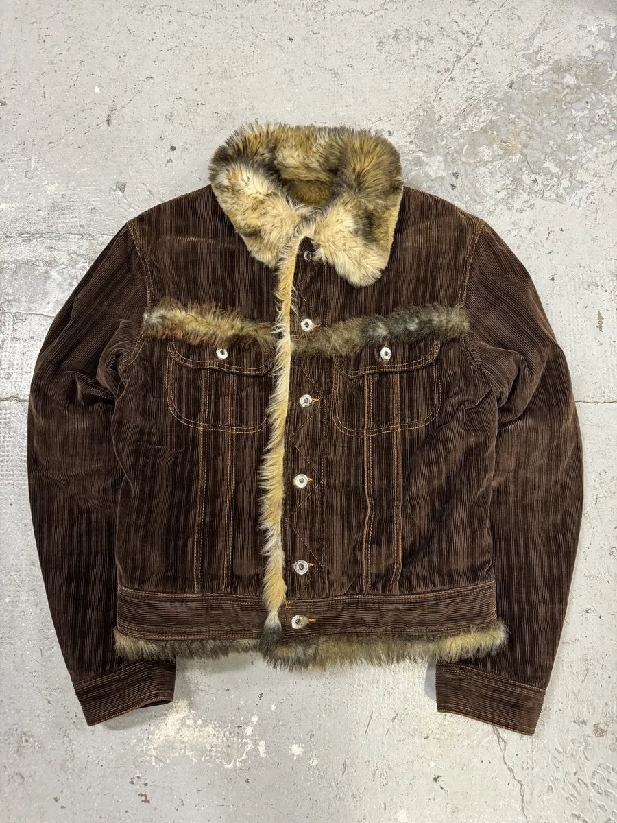 FW2001 Dolce & Gabbana Fur Brown Corduroy Jacket (M) OayQbdw 2