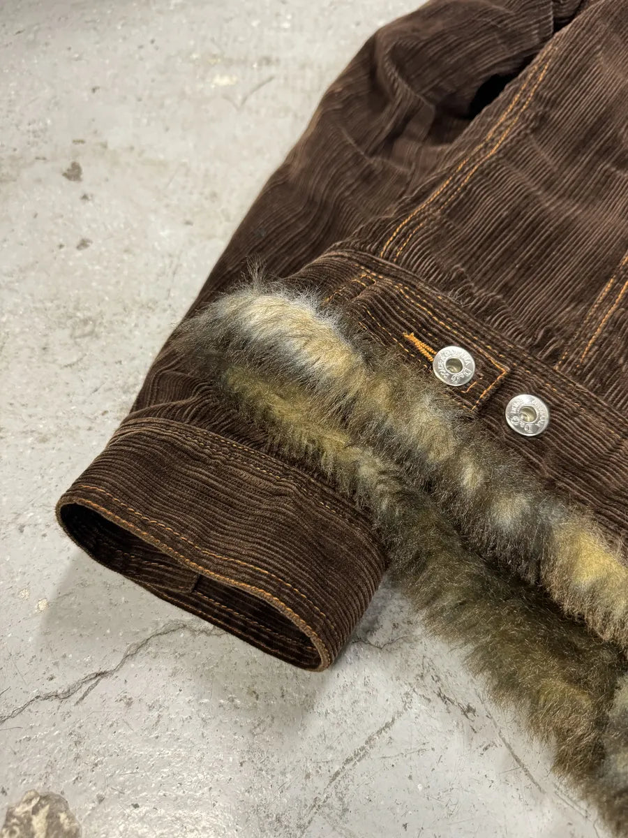 FW2001 Dolce & Gabbana Fur Brown Corduroy Jacket (M) OayQbdw 5