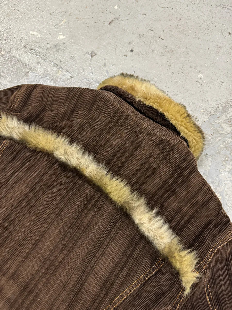 FW2001 Dolce & Gabbana Fur Brown Corduroy Jacket (M) OayQbdw 6