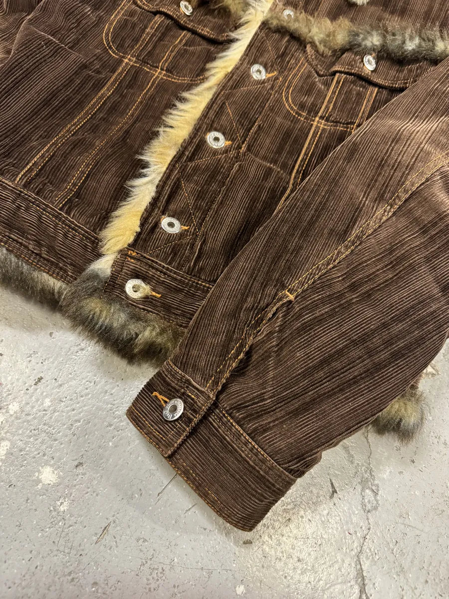 FW2001 Dolce & Gabbana Fur Brown Corduroy Jacket (M) OayQbdw 7