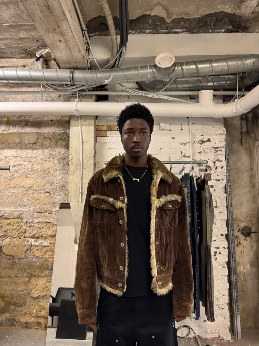 FW2001 Dolce & Gabbana Fur Striped Corduroy Jacket (L) 1