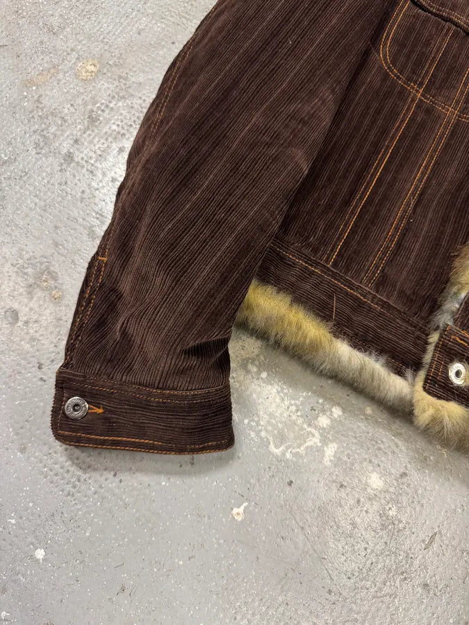 FW2001 Dolce & Gabbana Fur Striped Corduroy Jacket (L) 2