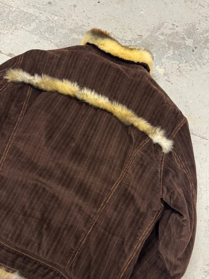 FW2001 Dolce & Gabbana Fur Striped Corduroy Jacket (L) 5