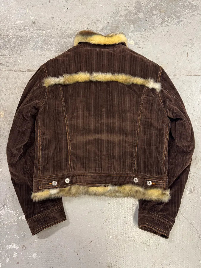 FW2001 Dolce & Gabbana Fur Striped Corduroy Jacket (L) 6