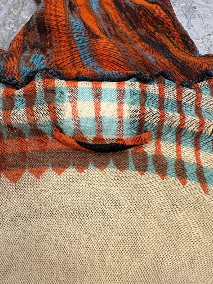 FW2001 Jean Paul Gaultier Red Mesh Top Greta Garbo Turtleneck vBHCAKX 3