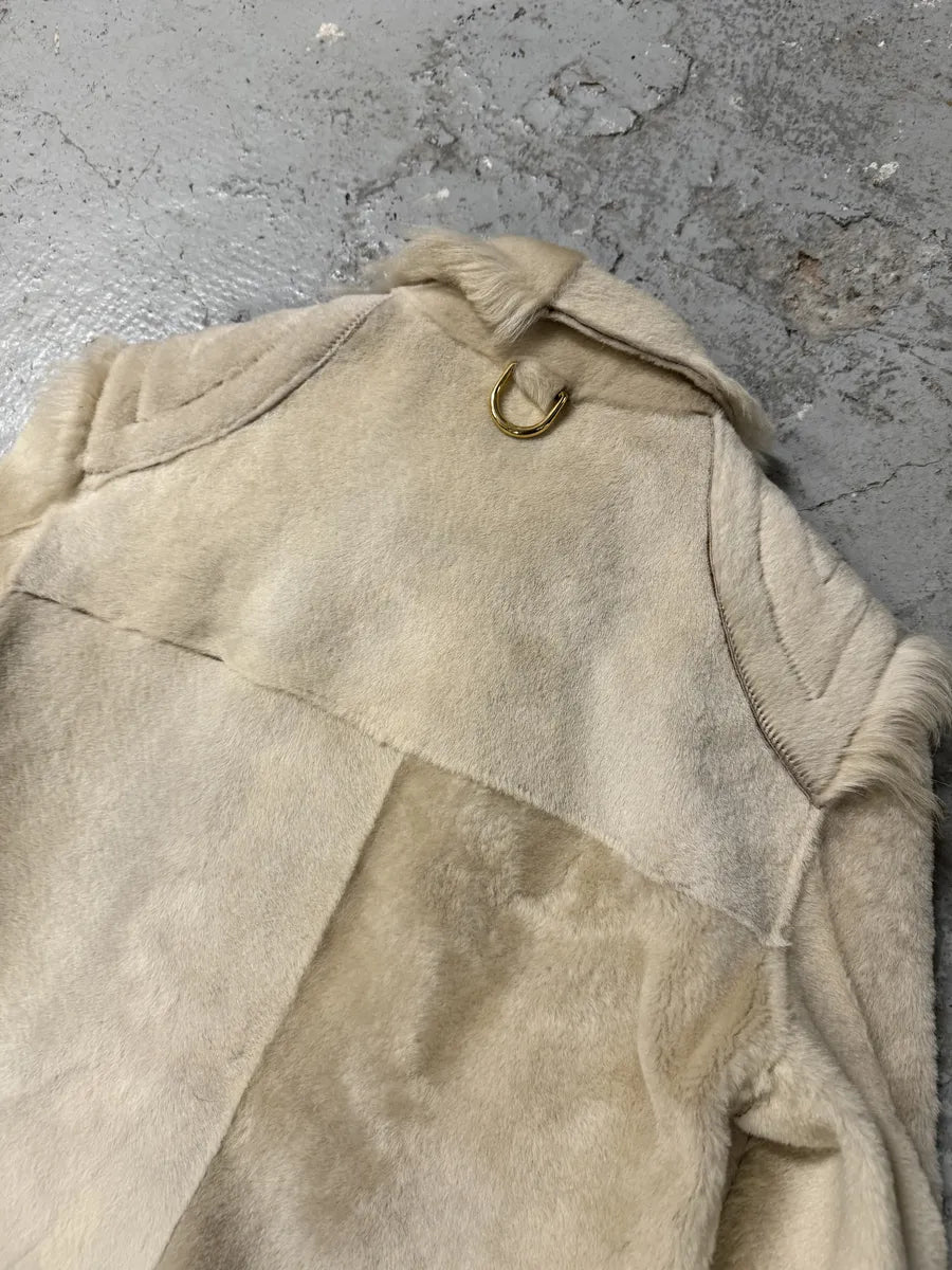 FW2001 Roberto Cavalli Biker Beige Pony Hair Leather Jacket (M) OcTQEcB 6