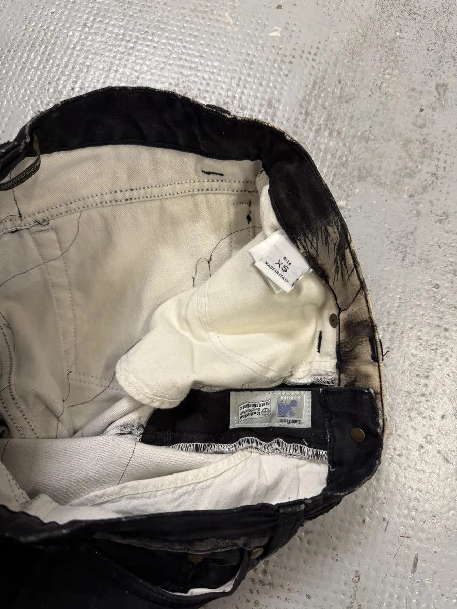 FW2001 Roberto Cavalli Black Destroyed Leopard Pants wVTSDjc 12