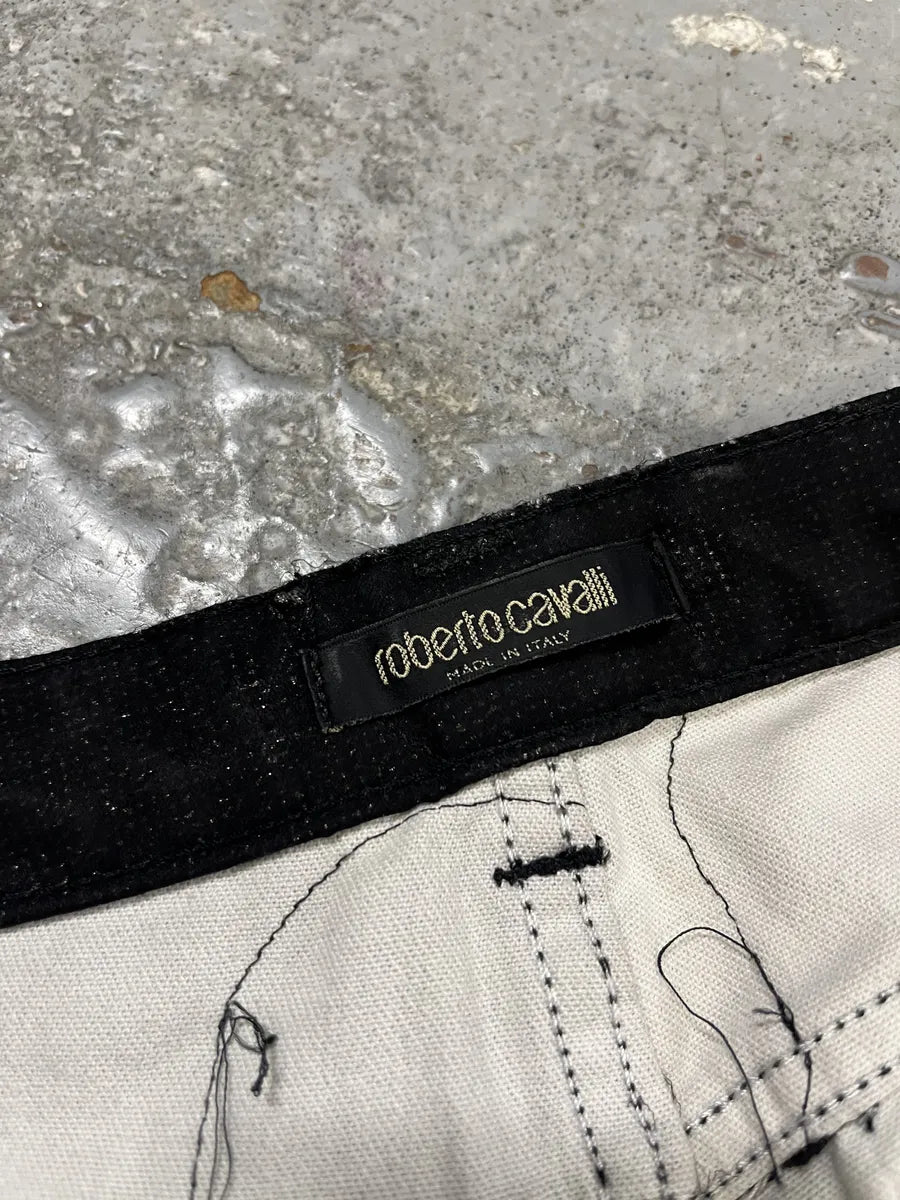 FW2001 Roberto Cavalli Black Destroyed Leopard Pants wVTSDjc 8