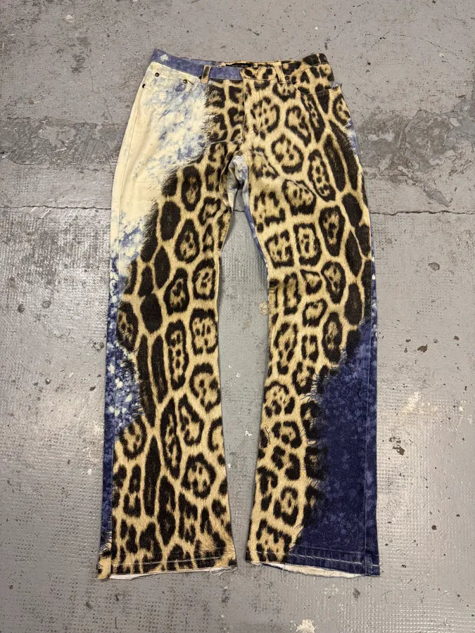 FW2001 Roberto Cavalli Blue Ocean Leopard Pants vcKnHlS 0