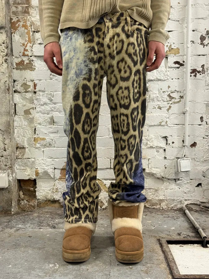 FW2001 Roberto Cavalli Blue Ocean Leopard Pants vcKnHlS 1