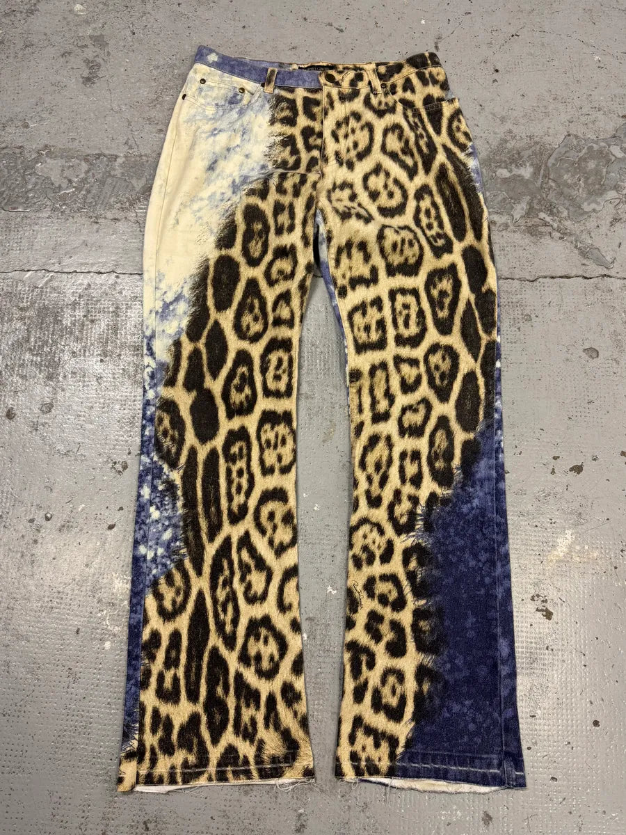 FW2001 Roberto Cavalli Blue Ocean Leopard Pants vcKnHlS 3