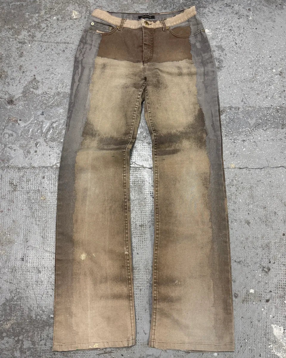 FW2001 Roberto Cavalli Brown Autumn Forest Wood Pants (S) pcZiyCW 0