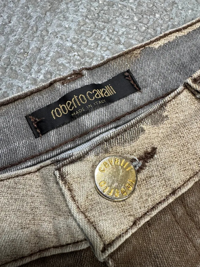 FW2001 Roberto Cavalli Brown Autumn Forest Wood Pants (S) pcZiyCW 10