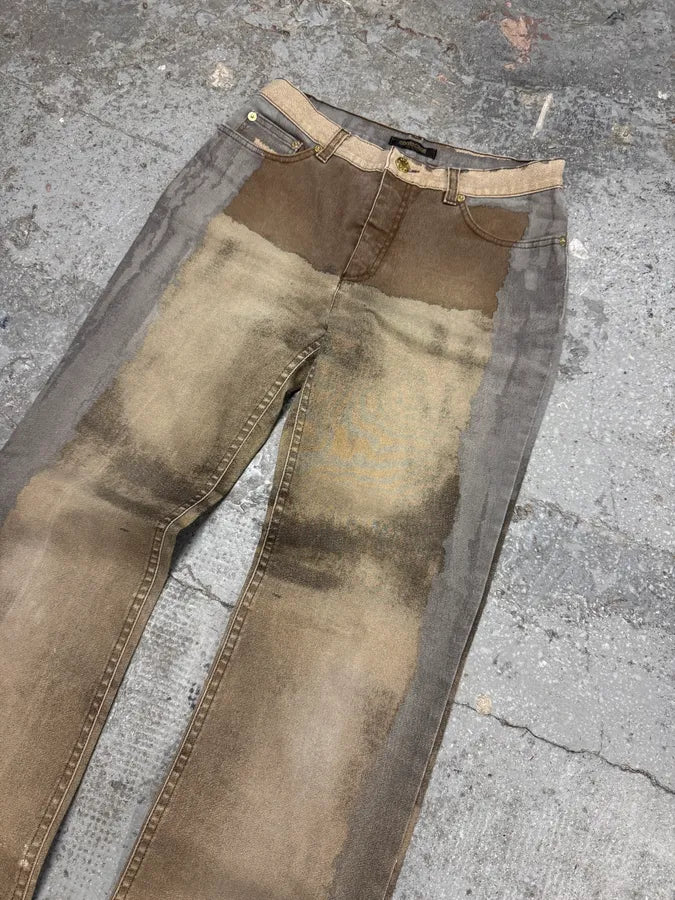 FW2001 Roberto Cavalli Brown Autumn Forest Wood Pants (S) pcZiyCW 4