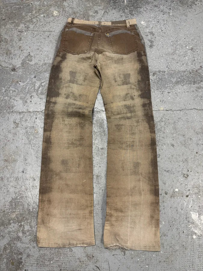 FW2001 Roberto Cavalli Brown Autumn Forest Wood Pants (S) pcZiyCW 5