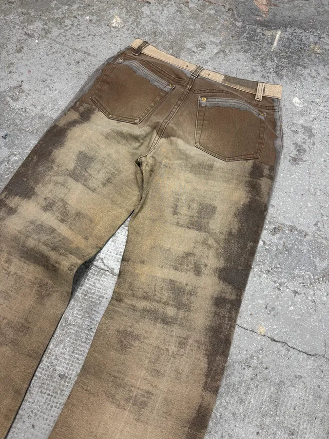 FW2001 Roberto Cavalli Brown Autumn Forest Wood Pants (S) pcZiyCW 6