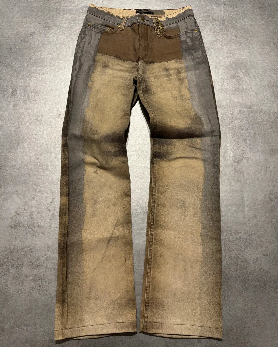 FW2001 Roberto Cavalli Brown Autumn Forest Wood Pants (XS) 0
