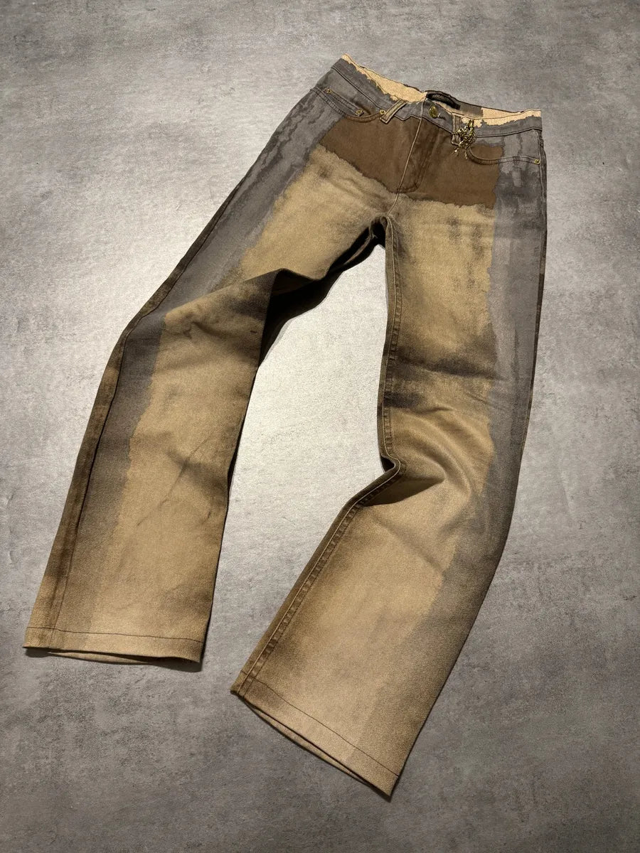 FW2001 Roberto Cavalli Brown Autumn Forest Wood Pants (XS) 1