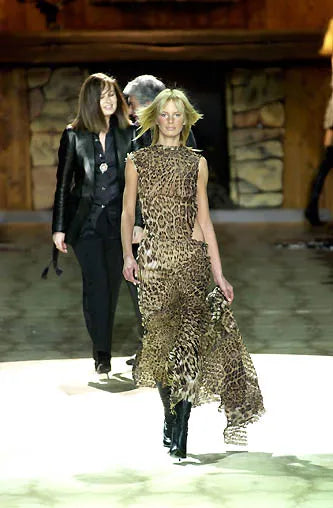FW2001 Roberto Cavalli Cheetah Abstrat Tan Silk Dress exUJApN 1