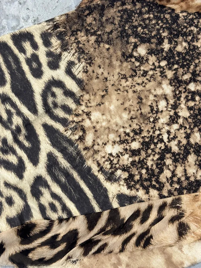 FW2001 Roberto Cavalli Cheetah Abstrat Tan Silk Dress exUJApN 6