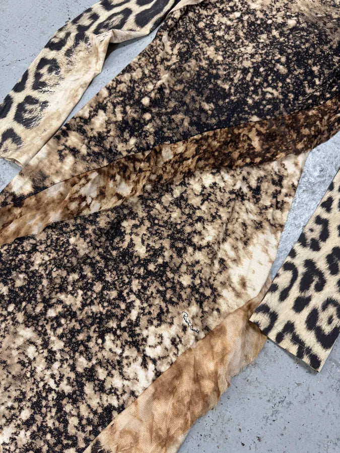 FW2001 Roberto Cavalli Cheetah Abstrat Tan Silk Dress exUJApN 9