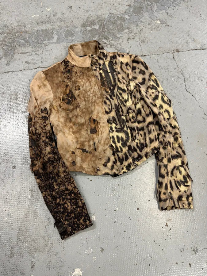FW2001 Roberto Cavalli Destroyed Leopard Cropped Jacket sUbSVzQ 3