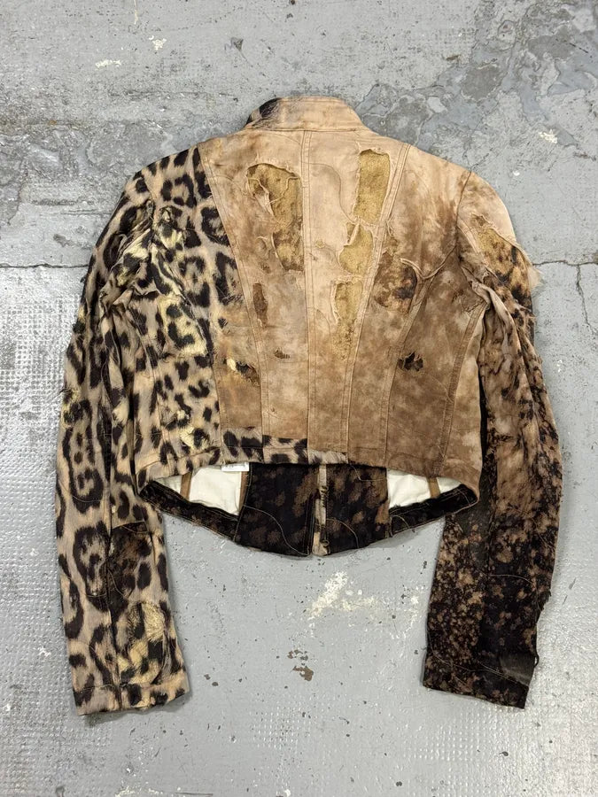 FW2001 Roberto Cavalli Destroyed Leopard Cropped Jacket sUbSVzQ 4