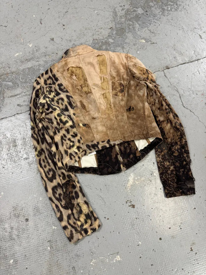FW2001 Roberto Cavalli Destroyed Leopard Cropped Jacket sUbSVzQ 6