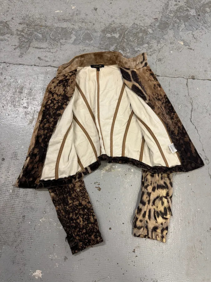 FW2001 Roberto Cavalli Destroyed Leopard Cropped Jacket sUbSVzQ 8