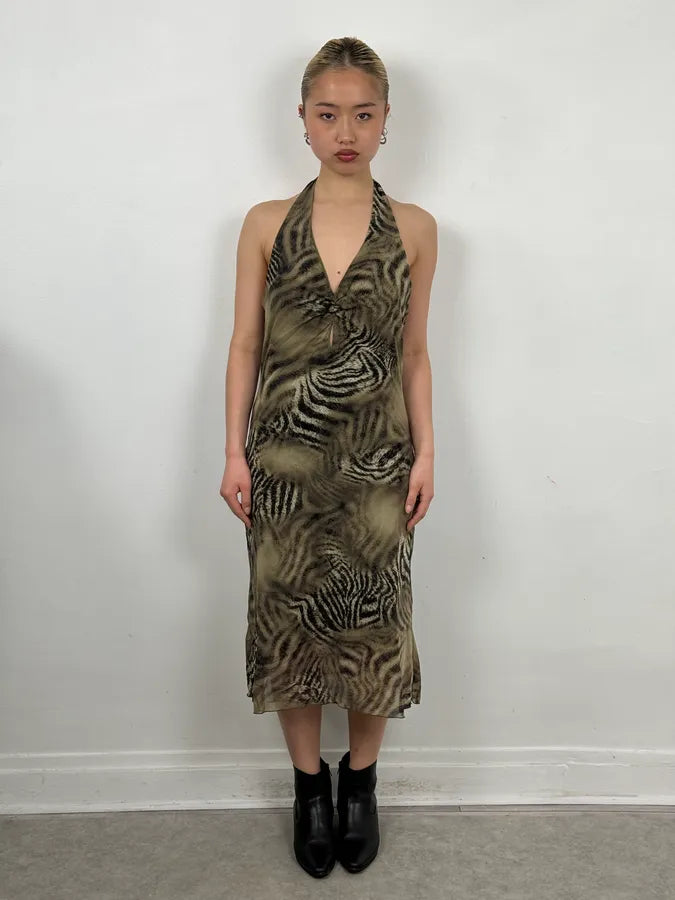FW2001 Roberto Cavalli Faded Safari Zebra Dress JjUMabr 1