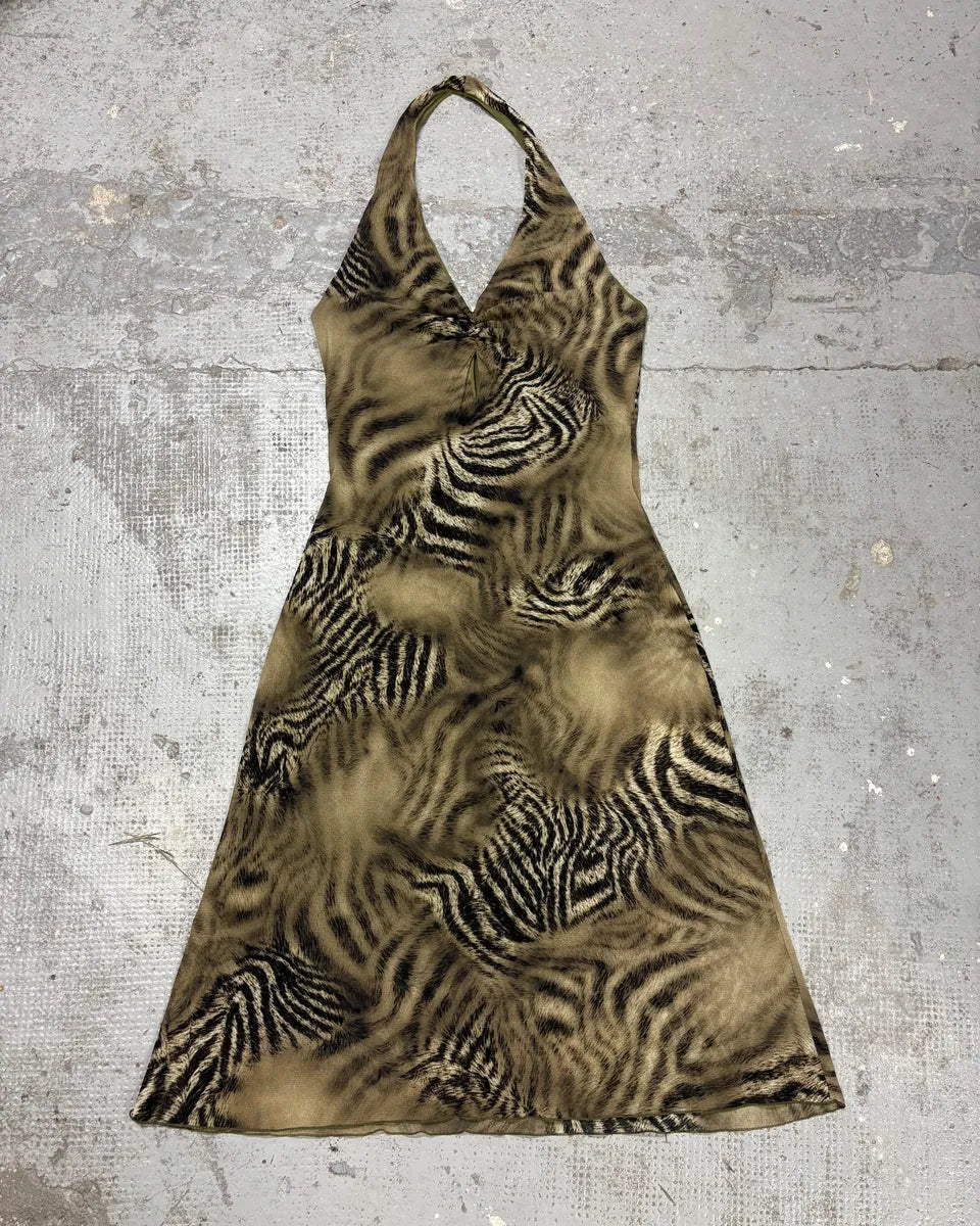 FW2001 Roberto Cavalli Faded Safari Zebra Dress JjUMabr 0